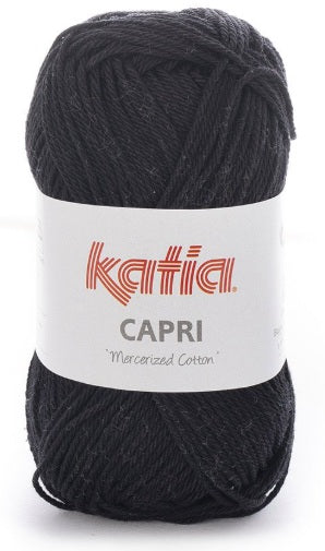 Katia Filato Capri - 100% Cotone Mercerizzato - 50 gr 125 mt - Colore 82056 Nero
