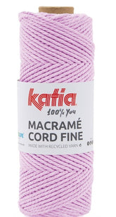 Katia Filato Macramè Corda Fine 100% Riciclata 220 gr - 100 mt - Colore Rosa 213