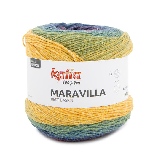 Katia Filato Maravilla Colore 503 Fucsia Blu notte Verde 200 Grammi