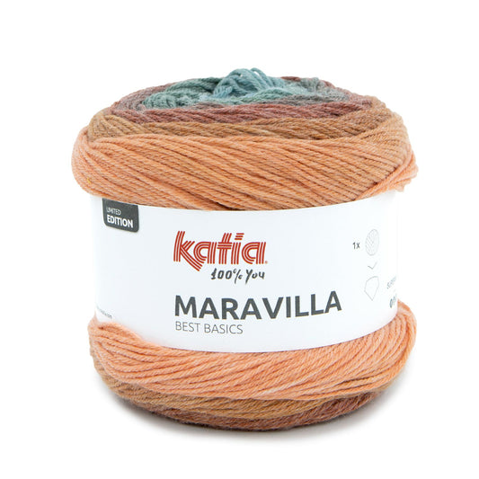 Katia Filato Maravilla Colore 505 Rosso Blu verdastro Blu 200 Grammi