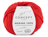 Katia Filato Merino 100% Colore 04 Rosso 50 Grammi