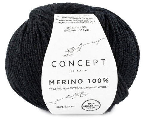 Katia Filato Merino 100% Colore 02 Nero 50 Grammi