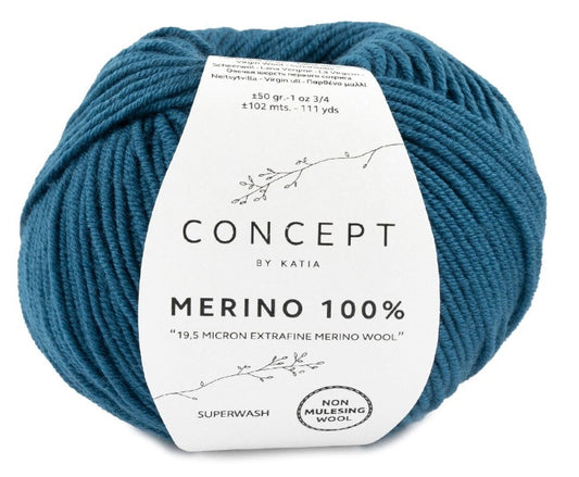 Katia Filato Merino 100% Colore 34 Blu Verdastro 50 Grammi