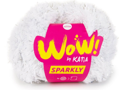 Katia Filato Sparkly - Effetto Peluche con Lurex - 100 gr 57 mt - Colore 102 Bianco Argento