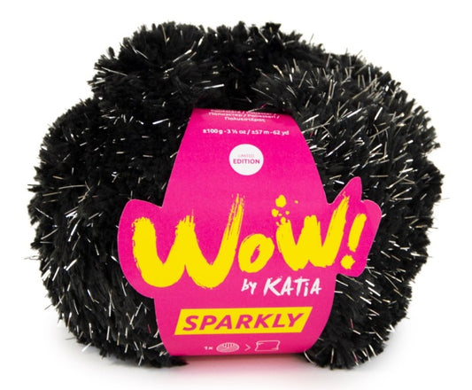 Katia Filato Sparkly - Effetto Peluche con Lurex - 100 gr 57 mt - Colore 104 Nero Argento
