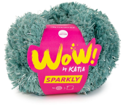 Katia Filato Sparkly - Effetto Peluche con Lurex - 100 gr 57 mt - Colore 105 Blu Acqua Argento
