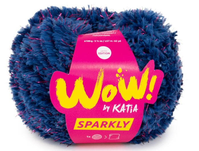 Katia Filato Sparkly - Effetto Peluche con Lurex - 100 gr 57 mt - Colore 204 Blu Fucsia