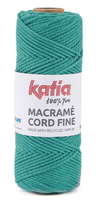 Katia Filato Macramè Corda Fine 100% Riciclata 220 gr - 100 mt - Colore Turchese 211