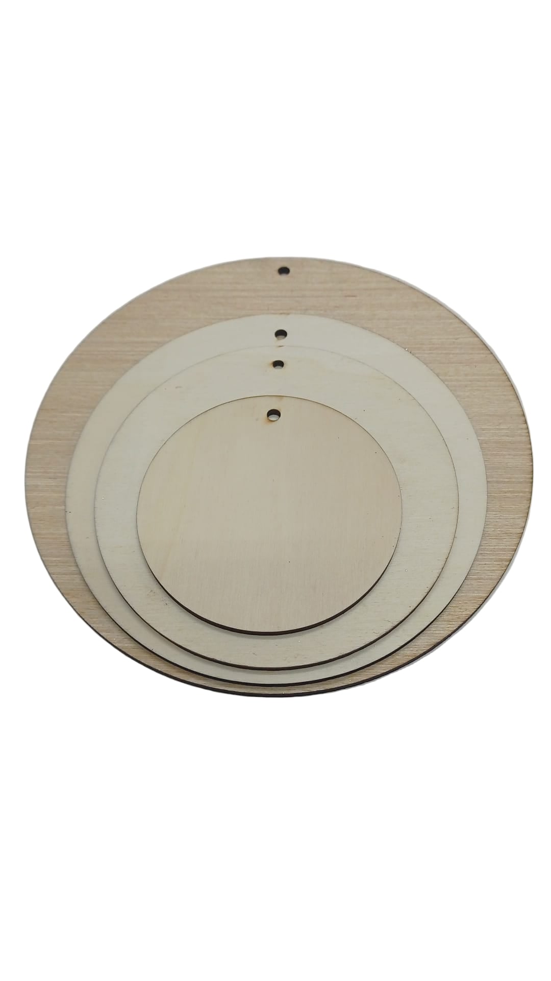 Medaglione in Legno lavorato A Laser. Con foro, Diametro 14 mm