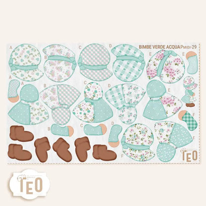 Pannello Teo Collezione Natale P-Midi-29 Bimbe Verde Acqua