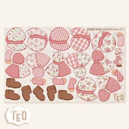 Pannello Teo Collezione Natale P-Midi-27 Bimbe Rosa Antico