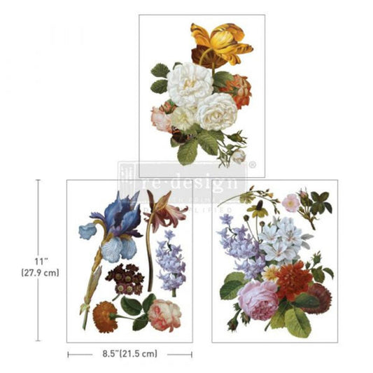 Re Design Decor Transfer Blossomed Beauties 3 Fogli 21,5 X 28 cm