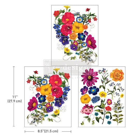 Re Design Decor Transfer Floral Kiss 3 Fogli 21,5 X 28 cm