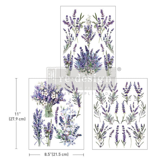 Re Design Decor Transfer Lavander Bunch 3 Fogli 21,5 X 28 cm