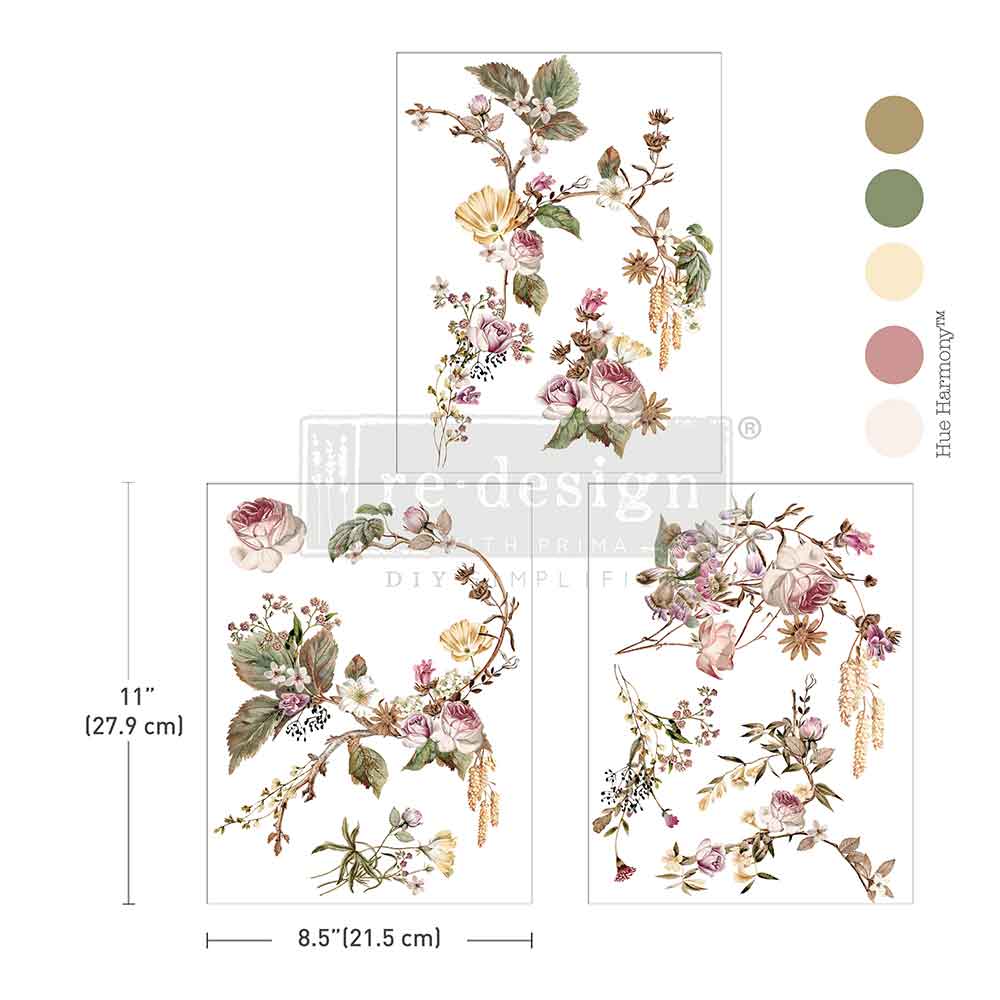 Re Design Decor Transfer Rosette Royale 3 Fogli 21,5 X 28 cm