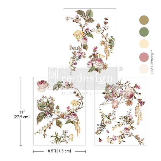 Re Design Decor Transfer Rosette Royale 3 Fogli 21,5 X 28 cm
