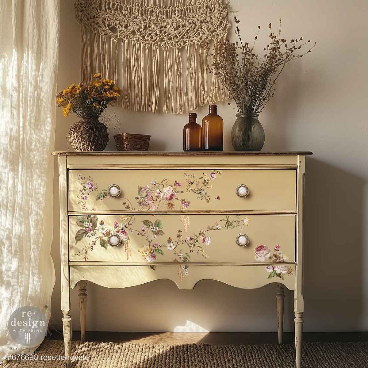 Re Design Decor Transfer Rosette Royale 3 Fogli 21,5 X 28 cm