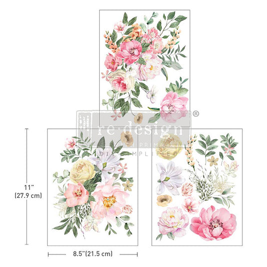 Re Design Decor Transfer Bouquet for My Love 3 Fogli 21,5 X 28 cm