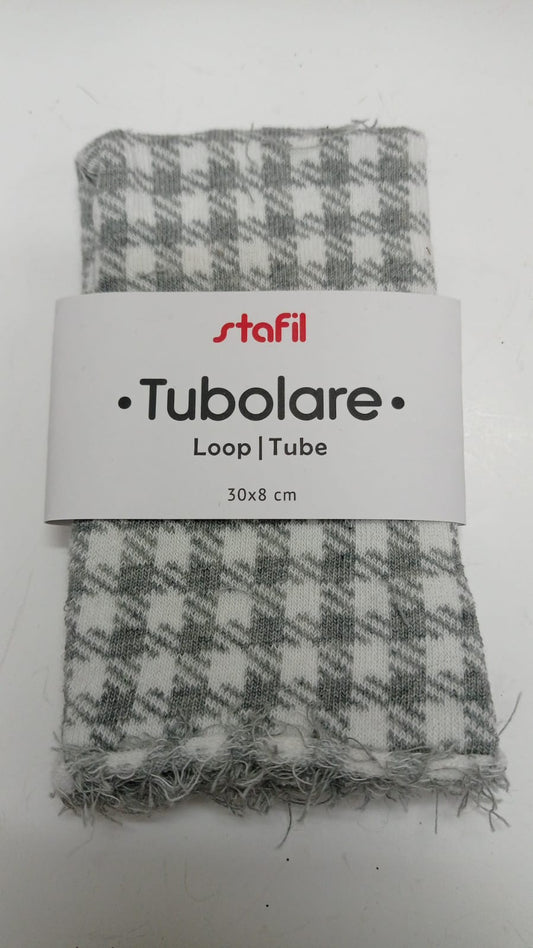 Stafil Tubolare Loop Scozzese bianco/grigio 30 x 8 cm