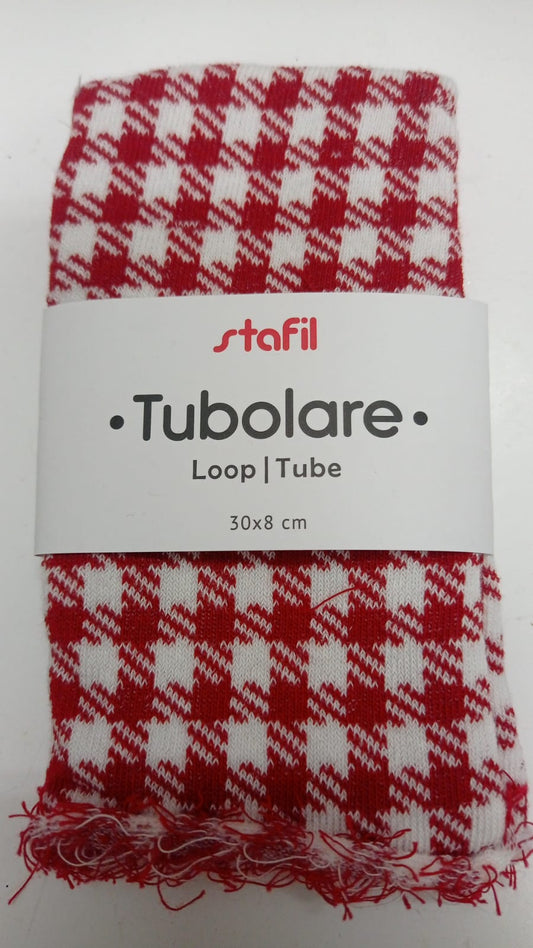 Stafil Tubolare Loop Scozzese bianco/rosso 30 x 8 cm