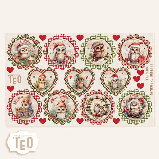 Pannello Teo Collezione Natale P-Midi-8 Mini Sfere Gufetti